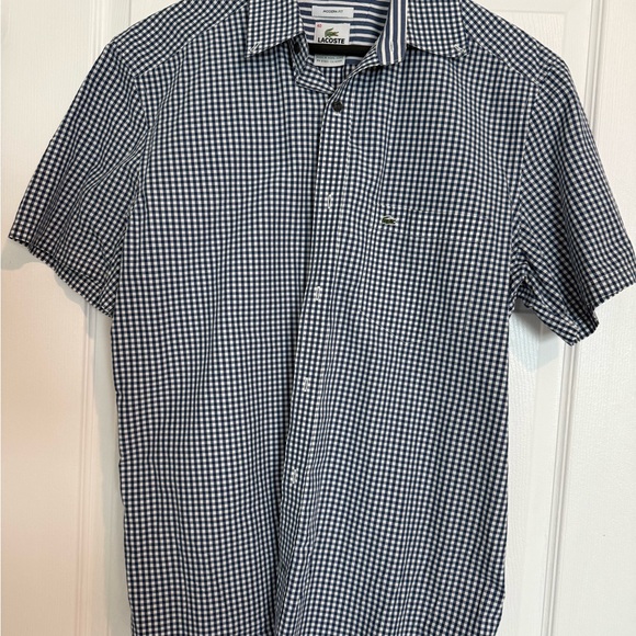 Lacoste Men's Navy Gingham Shirt - Picture 1 of 4